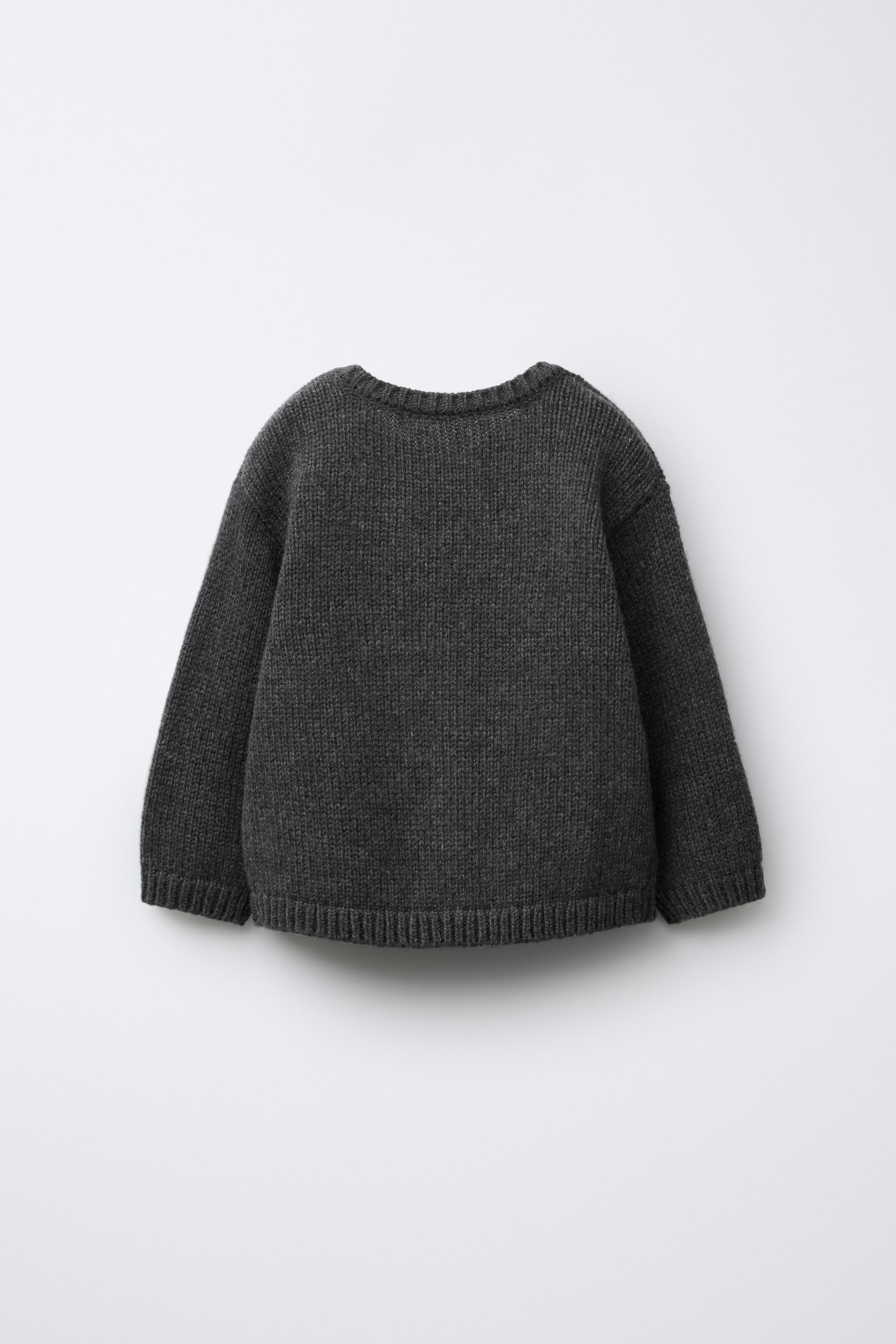 1-6 ANS/ PULL EN MAILLE AVEC LAINE BRODÉ LAPIN